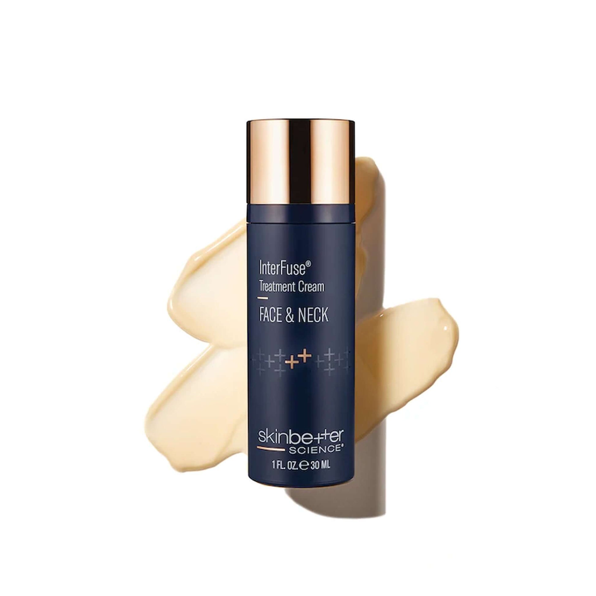 Interfuse treatment cream face and neck product bottle