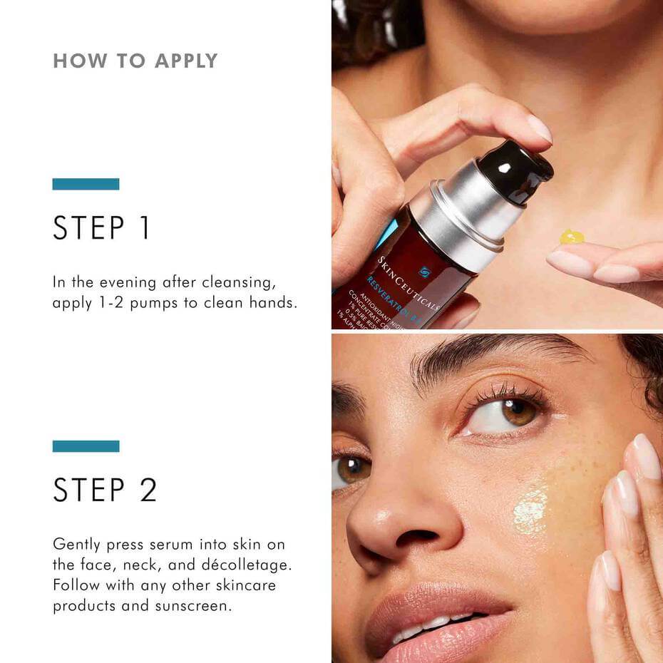 Resveratrol serum skin firmness and radiance improvement